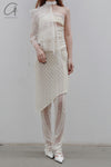 Un Morceau elastic lace oblique blooming half skirt UM231XZ11 light yellow PUM40